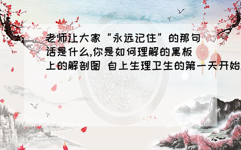 老师让大家“永远记住”的那句话是什么,你是如何理解的黑板上的解剖图 自上生理卫生的第一天开始,黑板的左上角就挂着一幅人体解剖图,上面标有重要骨骼、肌肉的名称和部位.整整半个