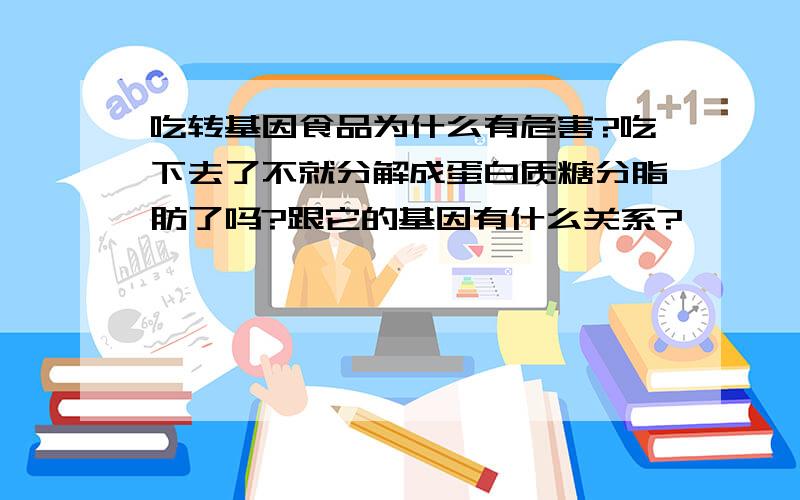 吃转基因食品为什么有危害?吃下去了不就分解成蛋白质糖分脂肪了吗?跟它的基因有什么关系?