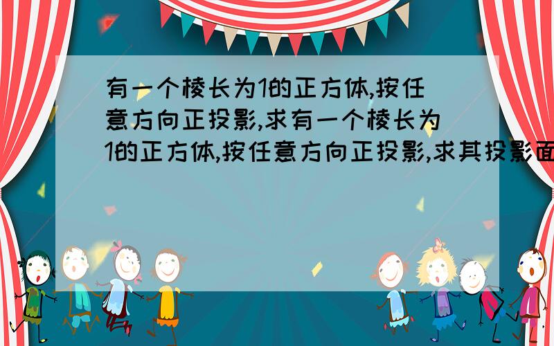 有一个棱长为1的正方体,按任意方向正投影,求有一个棱长为1的正方体,按任意方向正投影,求其投影面积最大值?