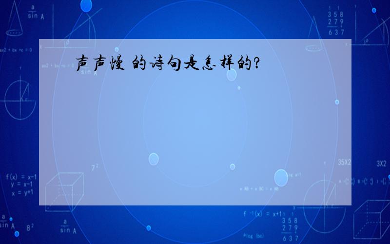 声声慢 的诗句是怎样的?