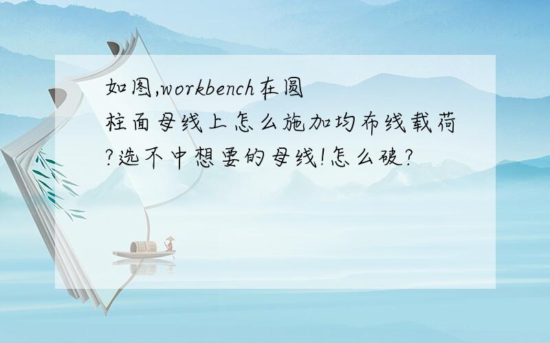 如图,workbench在圆柱面母线上怎么施加均布线载荷?选不中想要的母线!怎么破?