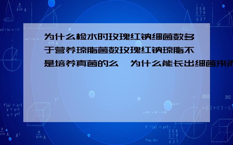 为什么检水时玫瑰红钠细菌数多于营养琼脂菌数玫瑰红钠琼脂不是培养真菌的么,为什么能长出细菌来而且多于营养琼脂的?