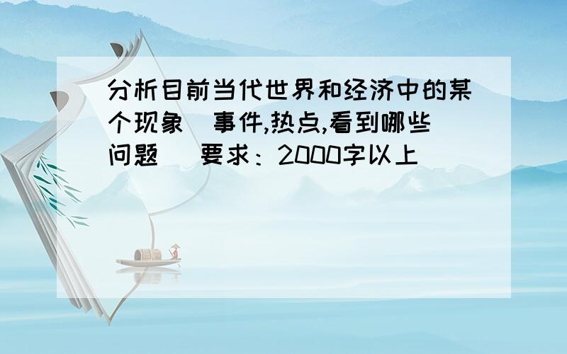 分析目前当代世界和经济中的某个现象（事件,热点,看到哪些问题） 要求：2000字以上