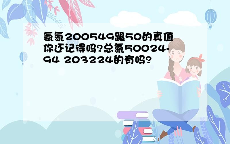 氨氮200549跟50的真值你还记得吗?总氮50024-94 203224的有吗?