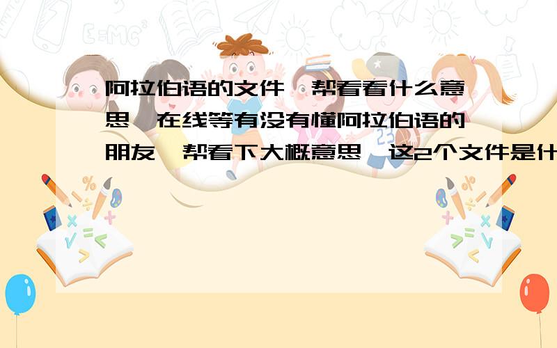 阿拉伯语的文件,帮看看什么意思,在线等有没有懂阿拉伯语的朋友,帮看下大概意思,这2个文件是什么东西,关于什么事情的,日期时间是什么?