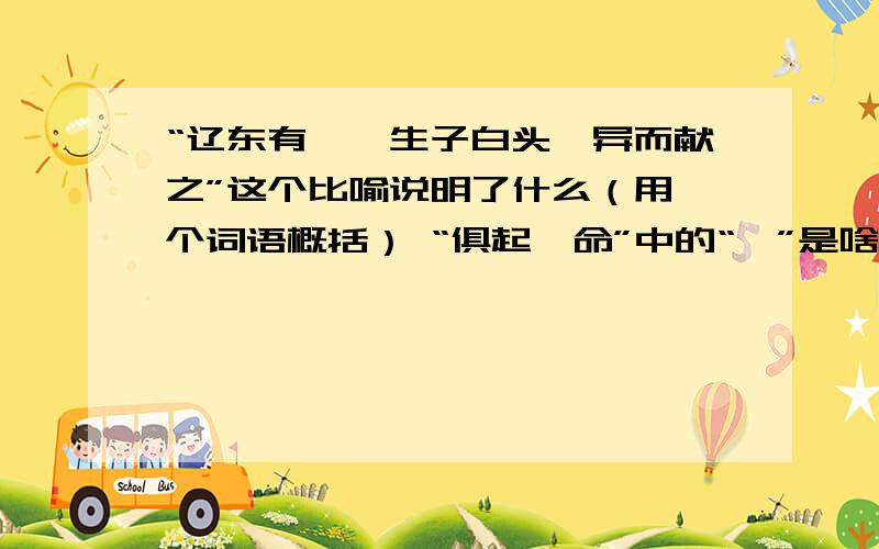 “辽东有豕,生子白头,异而献之”这个比喻说明了什么（用一个词语概括） “俱起佐命”中的“佐”是啥意思《朱浮传》里边的 伯通自伐,以为功高天下.往时辽东有豕,生子白头,异而献之,行