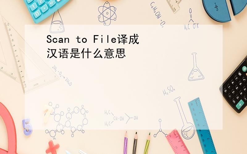 Scan to File译成汉语是什么意思