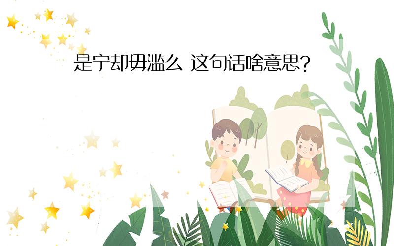 是宁却毋滥么 这句话啥意思?