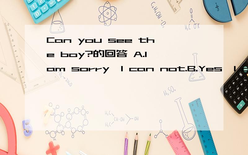 Can you see the boy?的回答 A.I am sorry,I can not.B.Yes,I do.选择哪个?