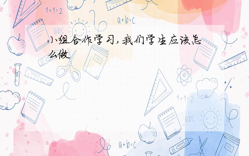 小组合作学习,我们学生应该怎么做