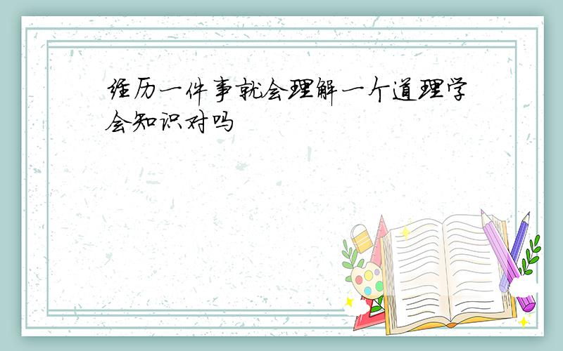 经历一件事就会理解一个道理学会知识对吗