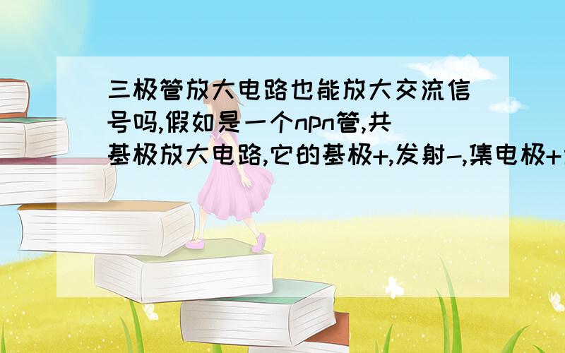 三极管放大电路也能放大交流信号吗,假如是一个npn管,共基极放大电路,它的基极+,发射-,集电极+当交流信号是基极-,发射+的时候不是三极管不导通了吗,这样不是起不到放大作用了吗