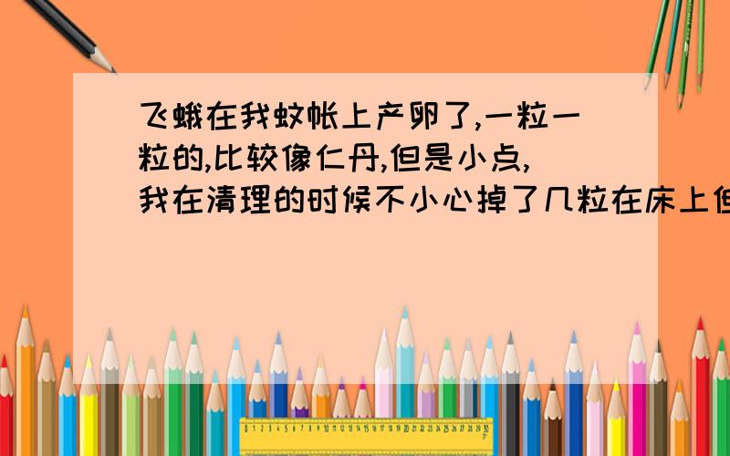 飞蛾在我蚊帐上产卵了,一粒一粒的,比较像仁丹,但是小点,我在清理的时候不小心掉了几粒在床上但是找不到了,请问下这样的情况下那几粒卵会孵化么?飞蛾的卵孵化必须要怎么地?