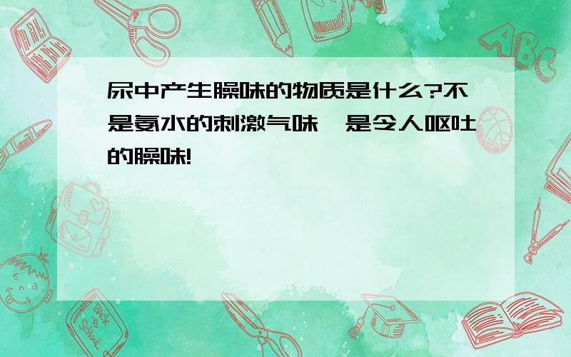 尿中产生臊味的物质是什么?不是氨水的刺激气味,是令人呕吐的臊味!