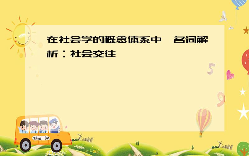 在社会学的概念体系中,名词解析：社会交往