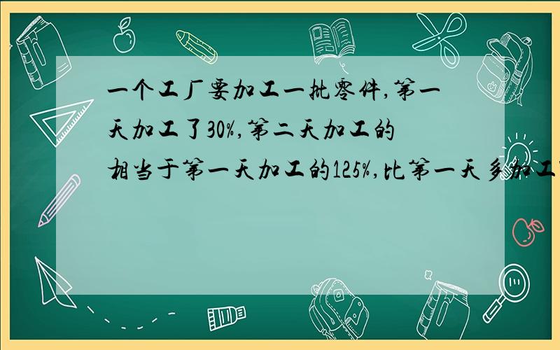 一个工厂要加工一批零件,第一天加工了30%,第二天加工的相当于第一天加工的125%,比第一天多加工75件这批零件共有多少件?