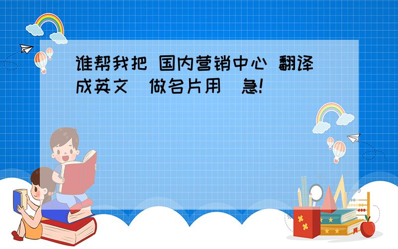 谁帮我把 国内营销中心 翻译成英文（做名片用）急!