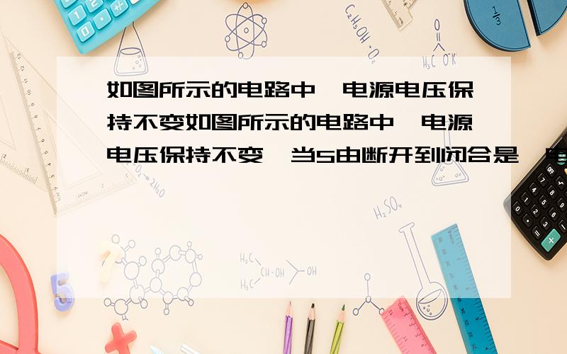 如图所示的电路中,电源电压保持不变如图所示的电路中,电源电压保持不变,当S由断开到闭合是,电流表将——电压表将——（填变大、不变变小）