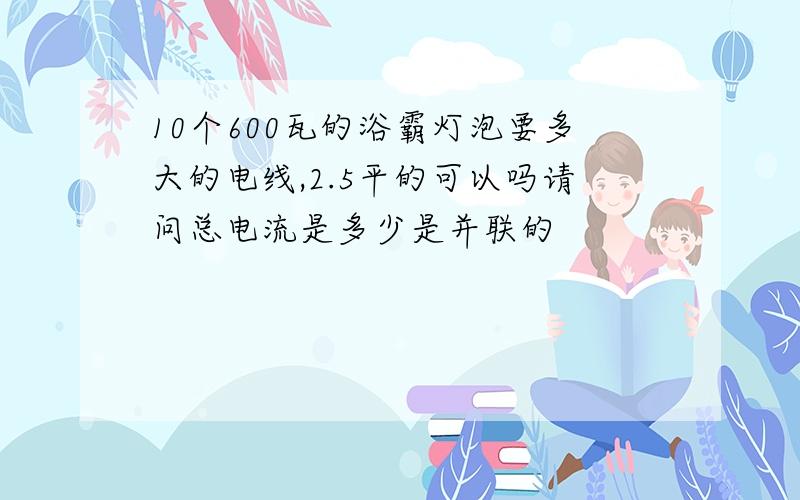 10个600瓦的浴霸灯泡要多大的电线,2.5平的可以吗请问总电流是多少是并联的