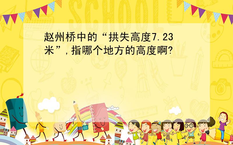 赵州桥中的“拱失高度7.23米”,指哪个地方的高度啊?