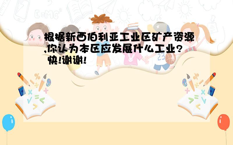 根据新西伯利亚工业区矿产资源,你认为本区应发展什么工业? 快!谢谢!