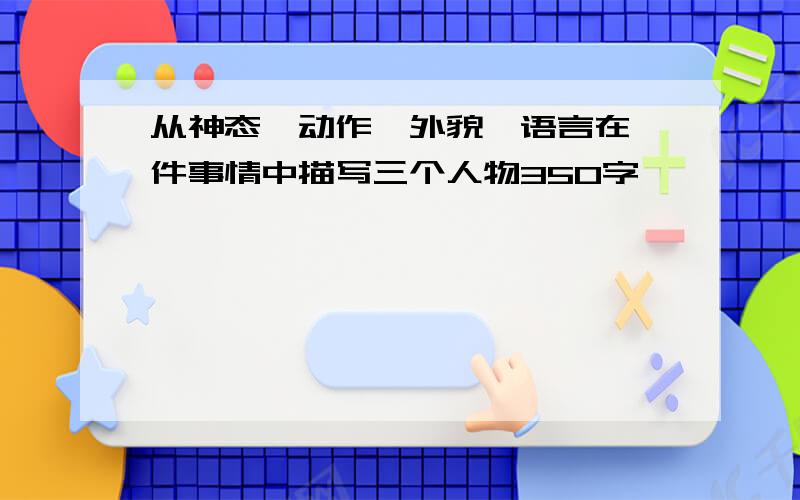 从神态,动作,外貌,语言在一件事情中描写三个人物350字