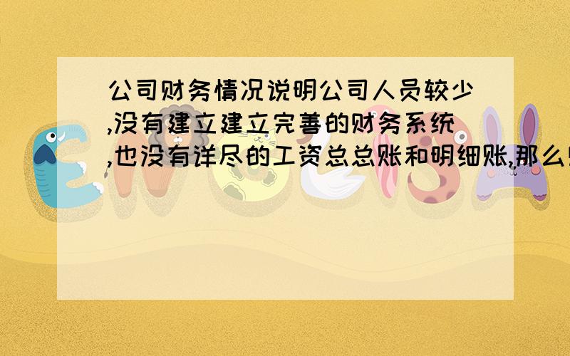 公司财务情况说明公司人员较少,没有建立建立完善的财务系统,也没有详尽的工资总总账和明细账,那么财务情况说明该怎么写呢?求赐教!