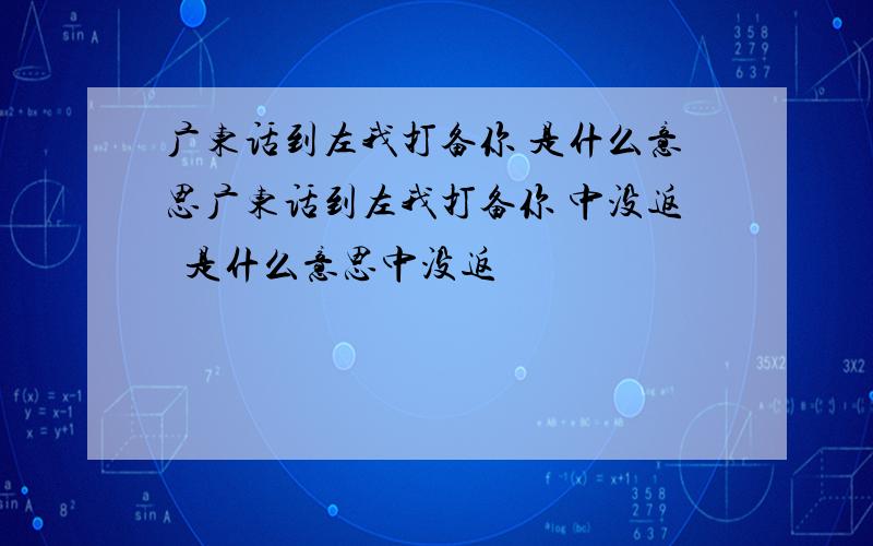 广东话到左我打备你 是什么意思广东话到左我打备你 中没返  是什么意思中没返