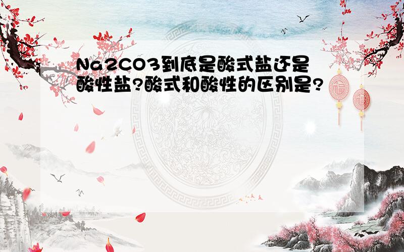 Na2CO3到底是酸式盐还是酸性盐?酸式和酸性的区别是?