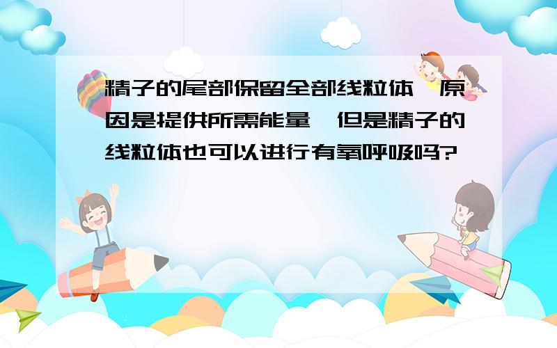 精子的尾部保留全部线粒体,原因是提供所需能量,但是精子的线粒体也可以进行有氧呼吸吗?