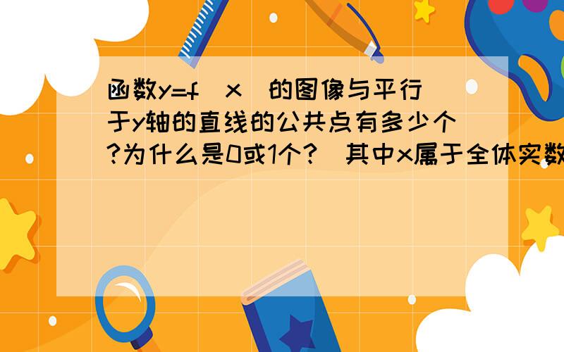 函数y=f(x)的图像与平行于y轴的直线的公共点有多少个?为什么是0或1个?（其中x属于全体实数集）已知函数y=f〔x〕的定义域是【-2,4】求函数g〔x〕=f〔x〕+f〔-x〕的定义域另外我想知道这个答