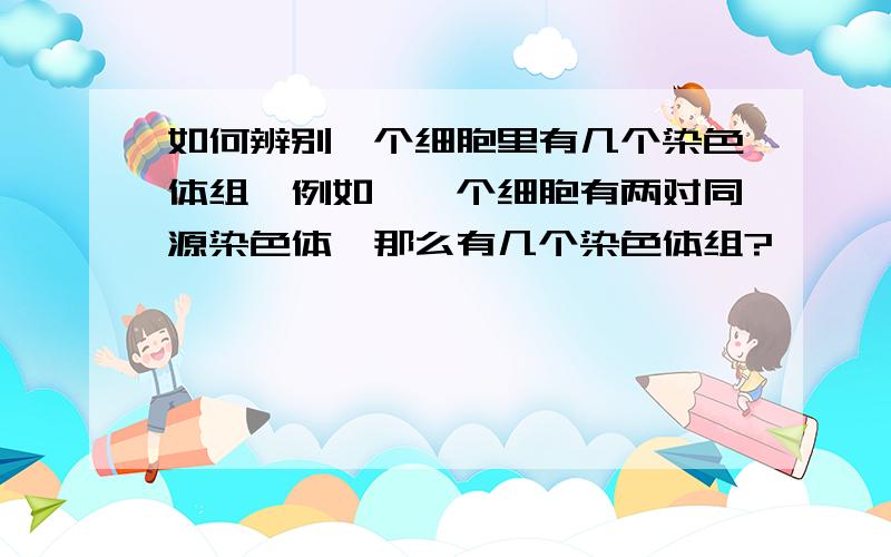 如何辨别一个细胞里有几个染色体组,例如,一个细胞有两对同源染色体,那么有几个染色体组?