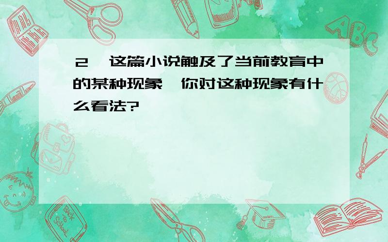 ２、这篇小说触及了当前教育中的某种现象,你对这种现象有什么看法?