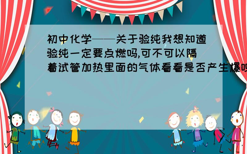 初中化学——关于验纯我想知道验纯一定要点燃吗,可不可以隔着试管加热里面的气体看看是否产生爆鸣声?