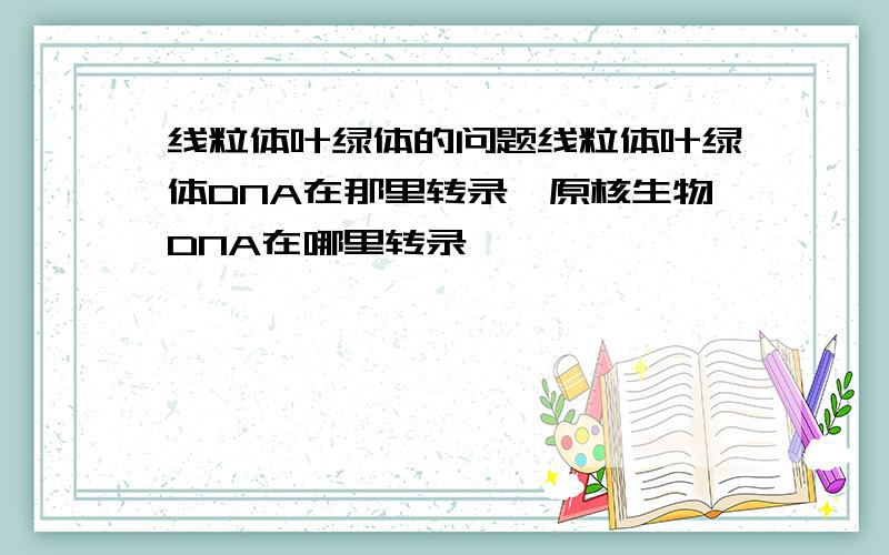 线粒体叶绿体的问题线粒体叶绿体DNA在那里转录,原核生物DNA在哪里转录