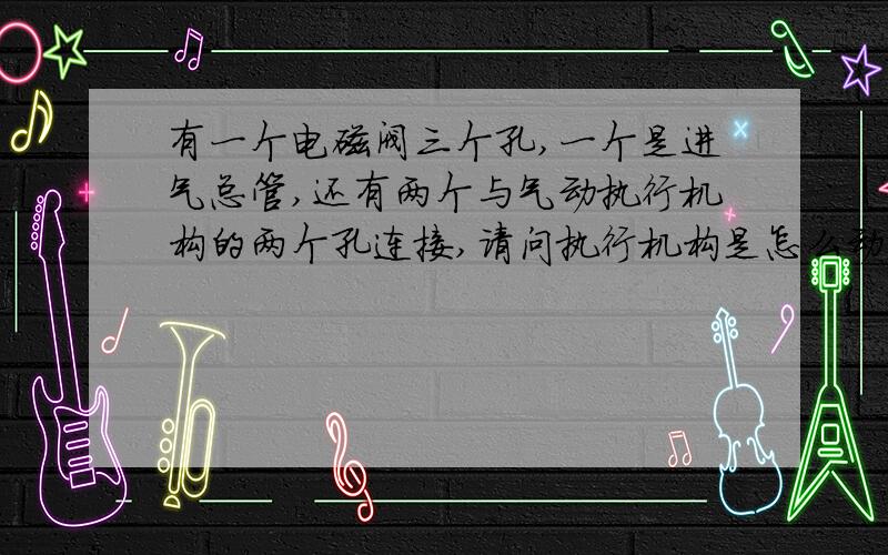 有一个电磁阀三个孔,一个是进气总管,还有两个与气动执行机构的两个孔连接,请问执行机构是怎么动作的这个电磁阀是不是两位三通的种类,执行机构是不是单作用的,关闭是靠弹簧关闭的吗?