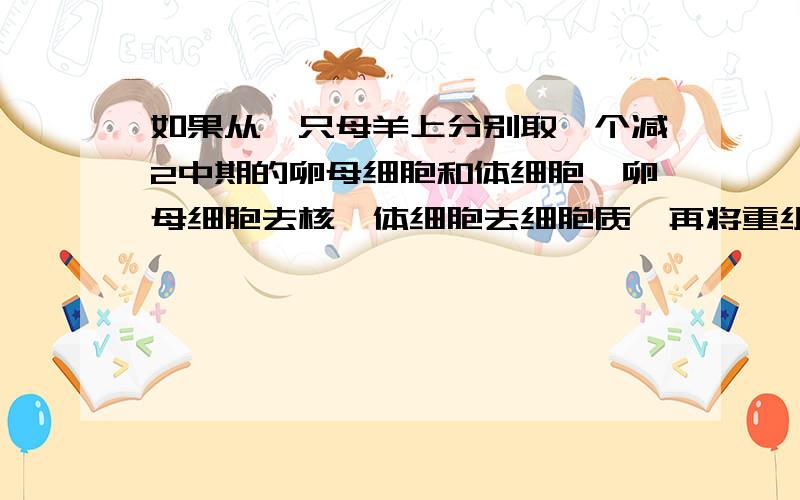 如果从一只母羊上分别取一个减2中期的卵母细胞和体细胞,卵母细胞去核,体细胞去细胞质,再将重组细胞培育成胚胎再移植到母羊体内,生出来的羊和母羊一模一样?（我觉得形状是由基因和环