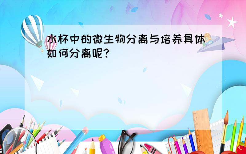 水杯中的微生物分离与培养具体如何分离呢?