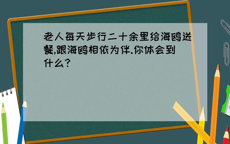 老人每天步行二十余里给海鸥送餐,跟海鸥相依为伴.你体会到什么?