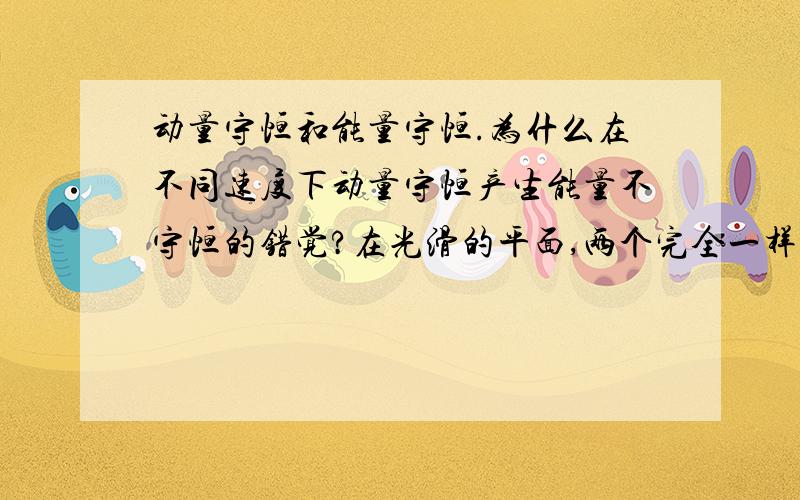 动量守恒和能量守恒.为什么在不同速度下动量守恒产生能量不守恒的错觉?在光滑的平面,两个完全一样的物体A和B中间放一个被压缩的轻质弹簧,释放弹簧,两物体沿着相反方向一速度V0运动,现