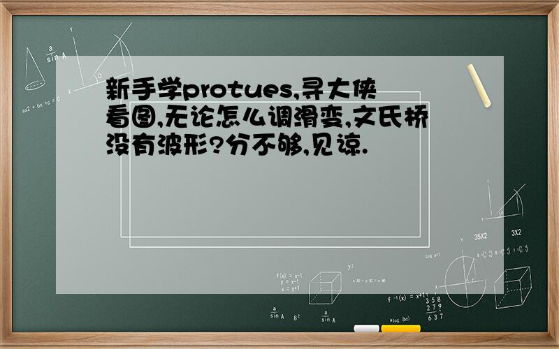 新手学protues,寻大侠看图,无论怎么调滑变,文氏桥没有波形?分不够,见谅.