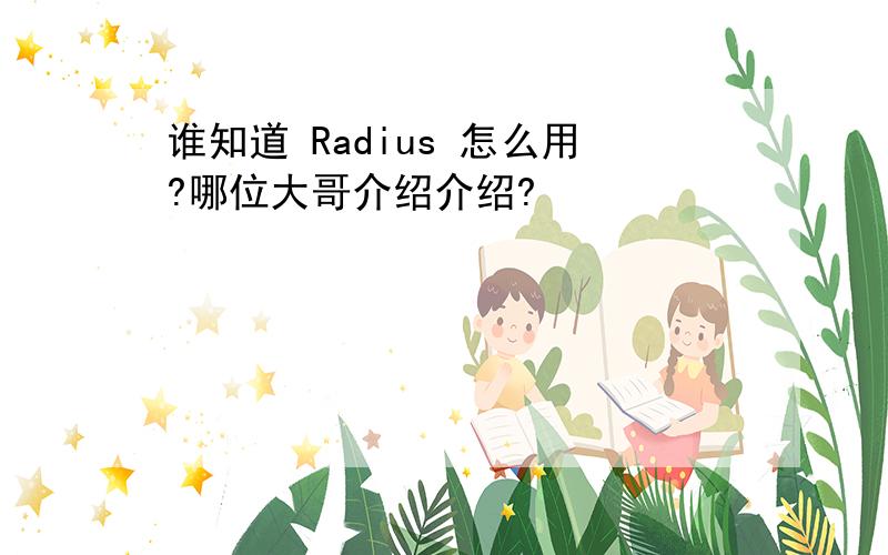 谁知道 Radius 怎么用?哪位大哥介绍介绍?