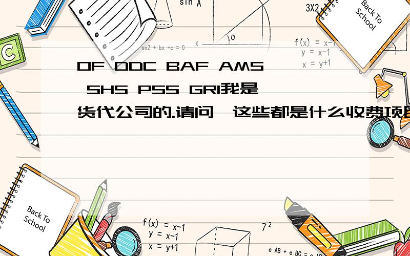 OF DDC BAF AMS SHS PSS GRI我是货代公司的.请问,这些都是什么收费项目?