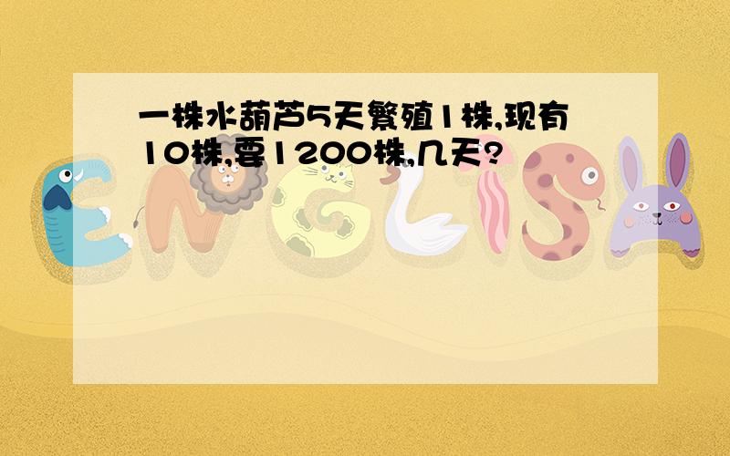 一株水葫芦5天繁殖1株,现有10株,要1200株,几天?