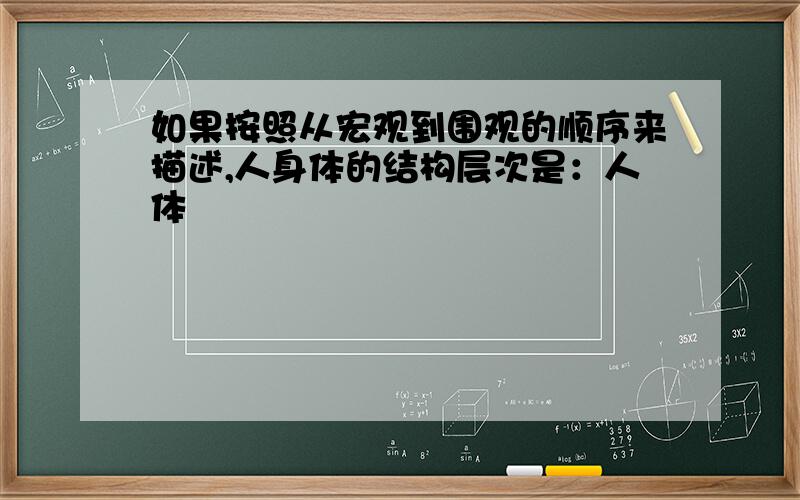 如果按照从宏观到围观的顺序来描述,人身体的结构层次是：人体