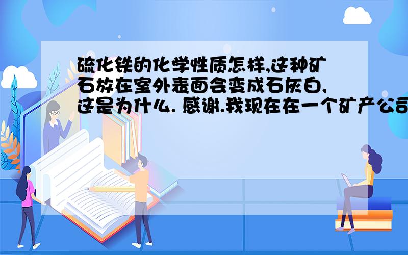 硫化铁的化学性质怎样,这种矿石放在室外表面会变成石灰白,这是为什么. 感谢.我现在在一个矿产公司上班.