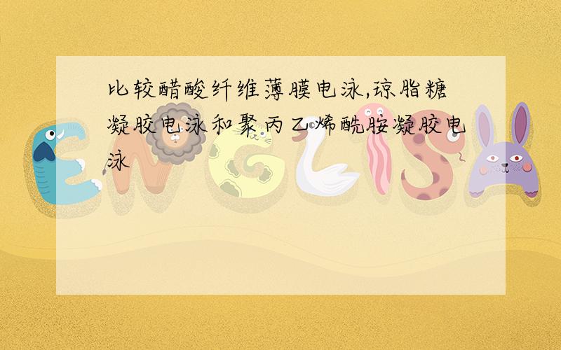 比较醋酸纤维薄膜电泳,琼脂糖凝胶电泳和聚丙乙烯酰胺凝胶电泳