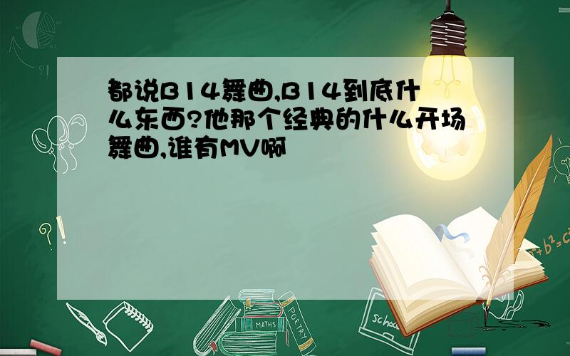 都说B14舞曲,B14到底什么东西?他那个经典的什么开场舞曲,谁有MV啊