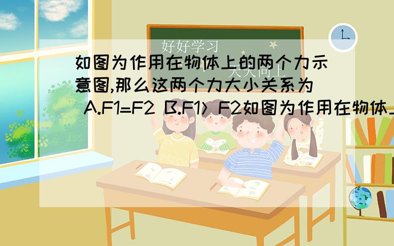 如图为作用在物体上的两个力示意图,那么这两个力大小关系为 A.F1=F2 B.F1＞F2如图为作用在物体上的两个力示意图,那么这两个力大小关系为 A.F1=F2   B.F1＞F2   C.F1＜F2    D.无法判断 答案是D,请问