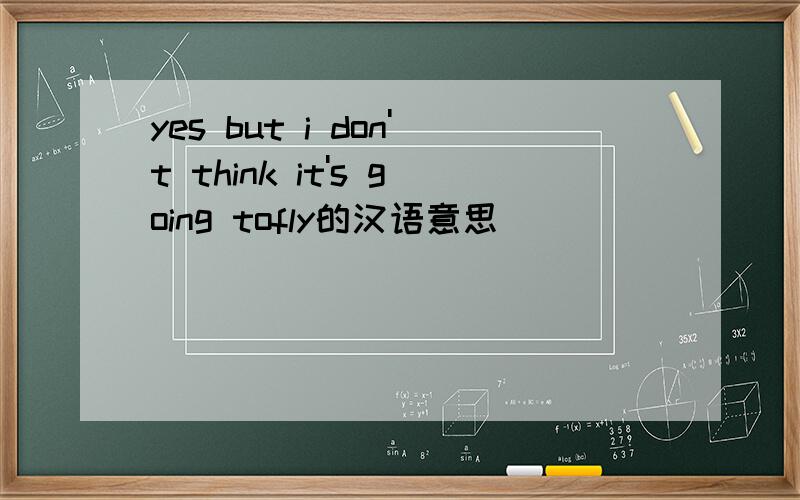 yes but i don't think it's going tofly的汉语意思